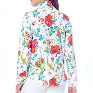 Vera Bradley Women’s French Quarter-Zip ￼ Sweatshirt In Sea Air Floral Medium
